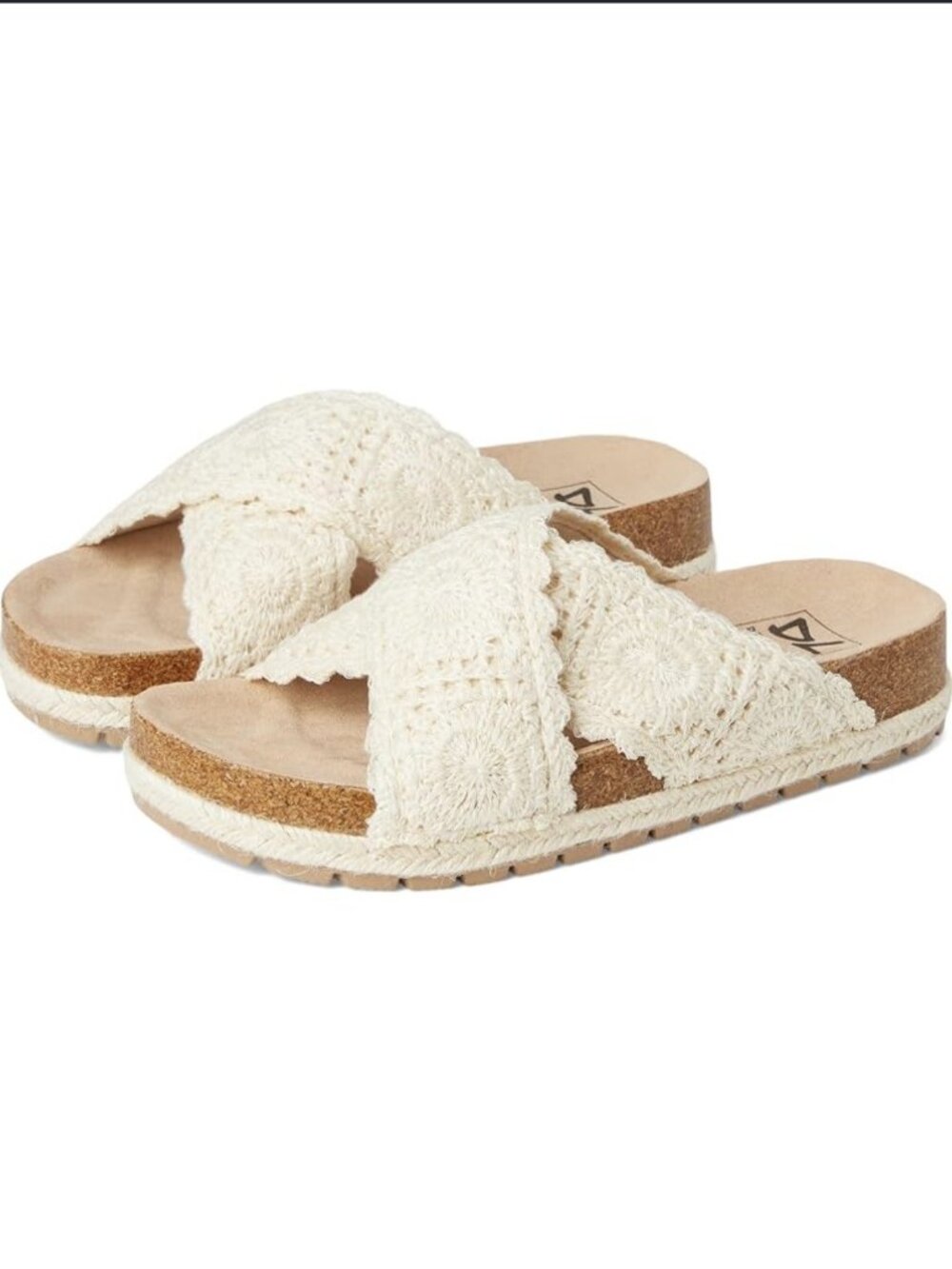 Dirty Laundry Tacoma Slide Sandals Womens Cream Crochet Comfort Slip On Size 8.5